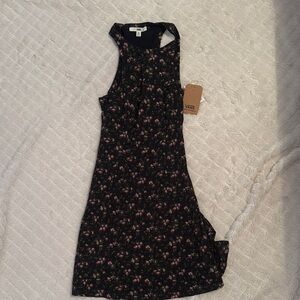 Vans Black and Pink Floral Midi Dress